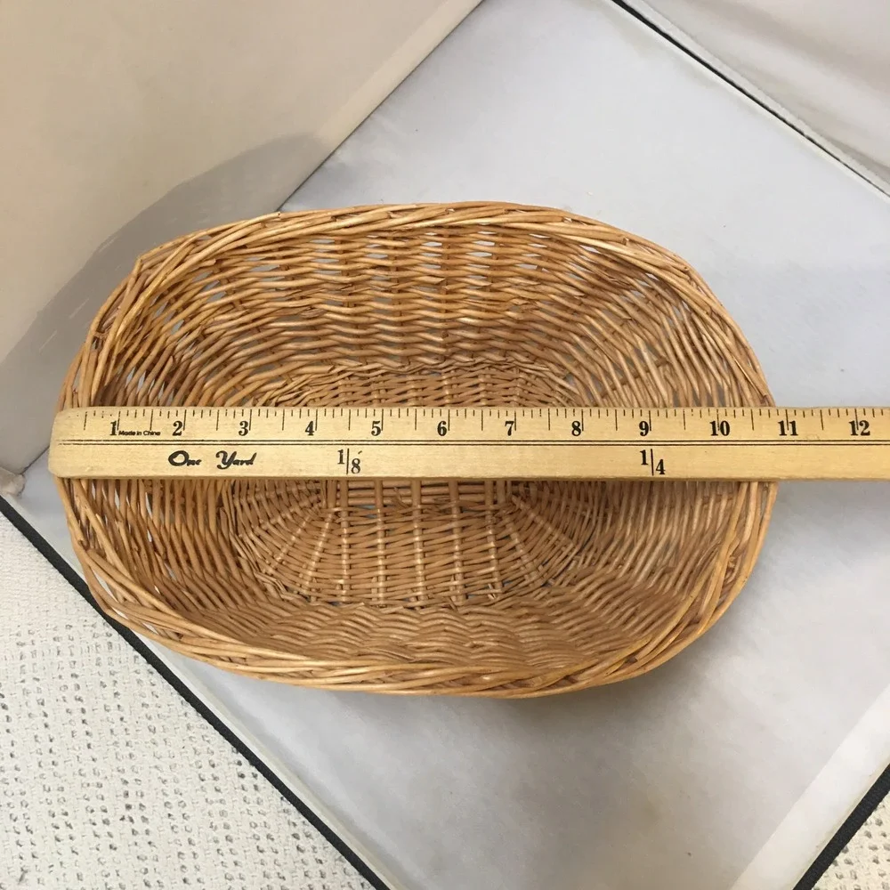 Woven Wicker Basket Home Decor Tan Oval Storage Organizer Cottagecore Farmhouse